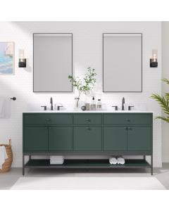 Avanity Paisley (double) 72-Inch Everglade Green Vanity Cabinet w/ Countertop