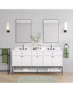 Avanity Paisley (double) 72-Inch White Vanity Cabinet w/ Countertop