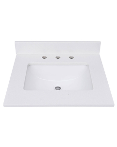 Avanity QUT25EW-RS (single) 25-inch Radianz Everest White Quartz Countertop & Rectangular Sink