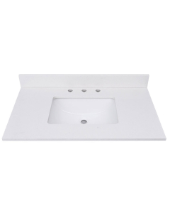 Avanity QUT37EW-RS (single) 37-inch Lotte Radianz Everest White Quartz Countertop & Rectangular Sink
