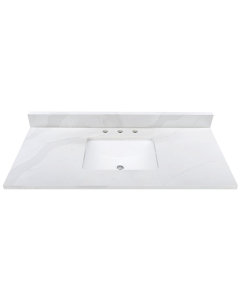 Avanity QUT49CA-RS (single) 49-inch Calacatta Quartz Countertop & Rectangular Sink