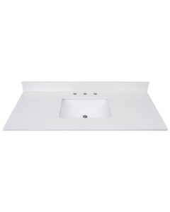 Avanity QUT49EW-RS (single) 49-inch Lotte Radianz Everest White Quartz Countertop & Rectangular Sink