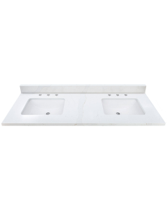 Avanity QUT61CA-RS (double) 61-inch Calacatta Quartz Countertop & Rectangular Sinks