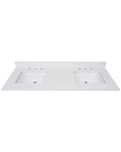 Avanity QUT61EW-RS (double) 61-inch Lotte Radianz Everest White Quartz Countertop & Rectangular Sinks