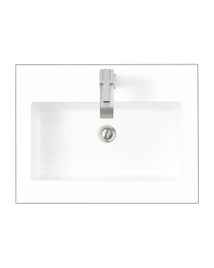 James Martin (single) 23.6-inch Low Profile, Semi-Recessed Glossy White Composite Stone Countertop/Sink