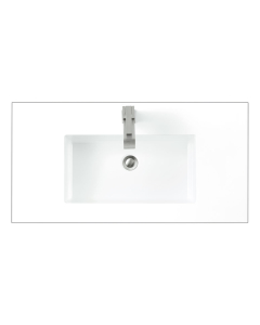James Martin (single) 35.4-inch Low Profile, Semi-Recessed Glossy White Composite Stone Countertop/Sink
