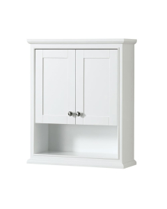 Wyndham Deborah 25-Inch White Over-The-Toilet Bathroom Cabinet - Polished Chrome