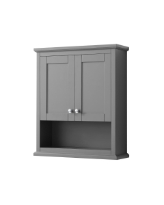 Wyndham Avery 25-Inch Dark Gray Over-The-Toilet Bathroom Cabinet - Polished Chrome