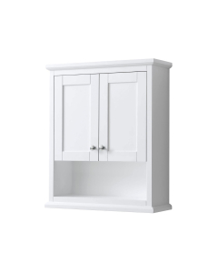 Wyndham Avery 25-Inch White Over-The-Toilet Bathroom Cabinet - Polished Chrome