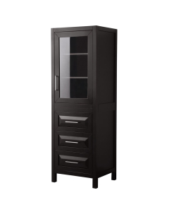 Wyndham Daria 24-Inch Dark Espresso Tall Linen Bathroom Side Cabinet - Polished Chrome