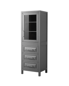 Wyndham Daria 24-Inch Dark Gray Tall Linen Bathroom Side Cabinet - Polished Chrome