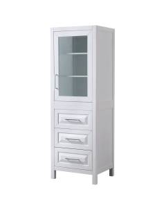 Wyndham Daria 24-Inch White Tall Linen Bathroom Side Cabinet - Polished Chrome