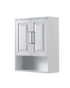 Wyndham Daria 25-Inch White Over-The-Toilet Bathroom Cabinet - Polished Chrome