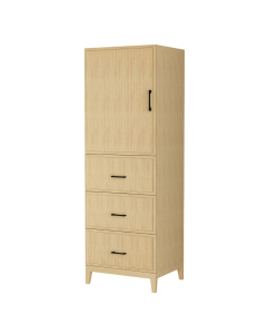 Wyndham Elan 23.75-Inch White Oak Tall Linen Side Cabinet - Matte Black
