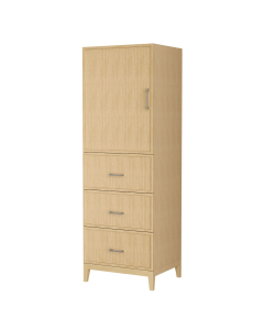 Wyndham Elan 23.75-Inch White Oak Tall Linen Side Cabinet - Brushed Nickel
