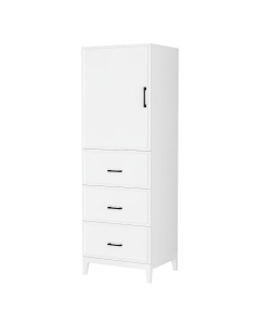 Wyndham Elan 23.75-Inch White Tall Linen Side Cabinet - Matte Black
