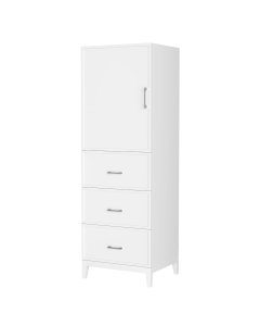 Wyndham Elan 23.75-Inch White Tall Linen Side Cabinet - Brushed Nickel