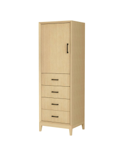 Wyndham Janna 23.75-Inch White Oak Tall Linen Side Cabinet - Matte Black