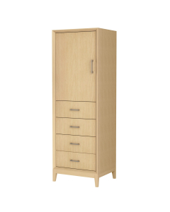 Wyndham Janna 23.75-Inch White Oak Tall Linen Side Cabinet - Brushed Nickel