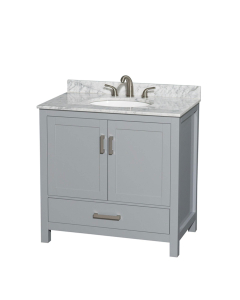Carrara Marble Top with Rectangular Sink & Mirror