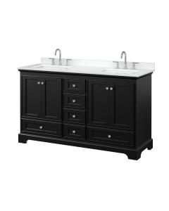 Wyndham Deborah (double) 60-Inch Dark Espresso Vanity - Polished Chrome
