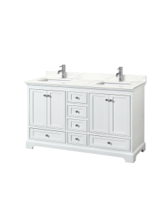 Wyndham Deborah (double) 60-Inch White Vanity - Polished Chrome