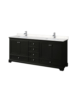 Wyndham Deborah (double) 80-Inch Dark Espresso Vanity - Polished Chrome