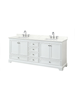 Wyndham Deborah (double) 80-Inch White Vanity - Polished Chrome