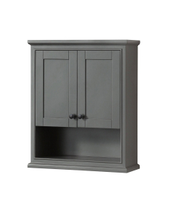 Wyndham Deborah 25-Inch Dark Gray Over-The-Toilet Bathroom Cabinet - Matte Black