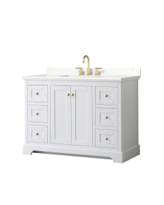 Wyndham Avery (single) 48-Inch White Vanity - Brushed Gold