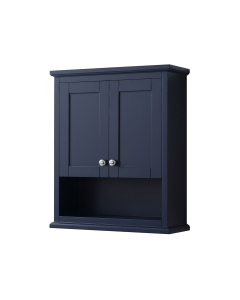 Wyndham Avery 25-Inch Dark Blue Over-The-Toilet Bathroom Cabinet - Polished Chrome