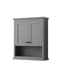 Wyndham Avery 25-Inch Dark Gray Over-The-Toilet Bathroom Cabinet - Matte Black