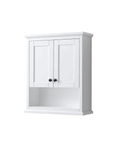 Wyndham Avery 25-Inch White Over-The-Toilet Bathroom Cabinet - Matte Black