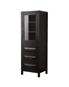 Wyndham Daria 24-Inch Dark Espresso Tall Linen Bathroom Side Cabinet - Matte Black