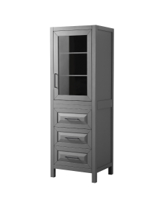 Wyndham Daria 24-Inch Dark Gray Tall Linen Bathroom Side Cabinet - Matte Black