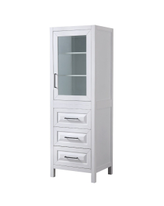 Wyndham Daria 24-Inch White Tall Linen Bathroom Side Cabinet - Matte Black