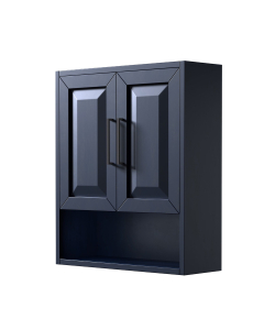 Wyndham Daria 25-Inch Dark Blue Over-The-Toilet Bathroom Cabinet - Matte Black