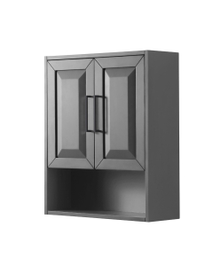 Wyndham Daria 25-Inch Dark Gray Over-The-Toilet Bathroom Cabinet - Matte Black
