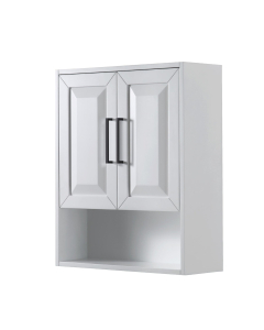 Wyndham Daria 25-Inch White Over-The-Toilet Bathroom Cabinet - Matte Black