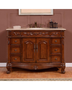 Salinas (single) 48-Inch Bathroom Vanity With Crema Marfil Top & White Sink