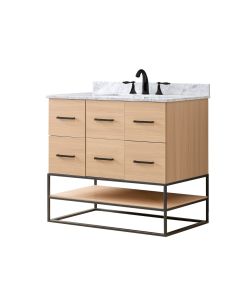Pinesdale (single) 36-Inch Oak Bathroom Vanity With Carrara Marble Top/Sink