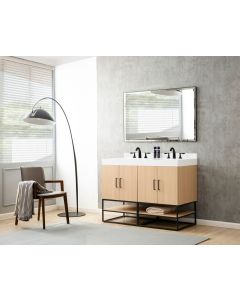 Pinesdale Exclusive (double) 48-Inch Oak Bathroom Vanity With Top/Sinks & Mirror