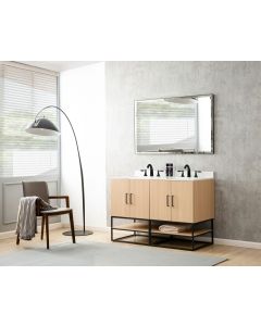 Pinesdale (double) 48-Inch Oak Bathroom Vanity With Cultured Marble Top/Sinks & Mirror