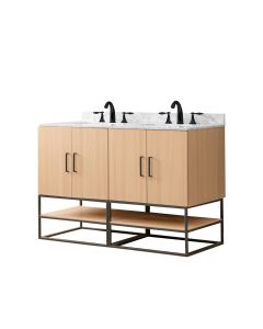 Pinesdale (double) 48-Inch Oak Bathroom Vanity With Carrara Marble Top/Sinks