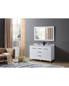 Helena (double) 48-Inch White Bathroom Vanity With Top/Sinks & Mirror