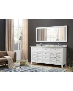 Hesperia (double) 70-Inch White Bathroom Vanity With Top/Sinks & Mirror