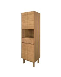 Avanity Kayla 20-Inch Natural Teak Bathroom Tall Linen Side Cabinet