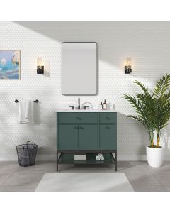 Avanity Paisley (single) 36-Inch Everglade Green Vanity Cabinet w/ Countertop