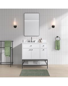 Avanity Paisley (single) 36-Inch White Vanity Cabinet w/ Countertop