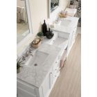 James Martin De Soto (double) 94-Inch Bright White Vanity Cabinet with Carrara Marble Top